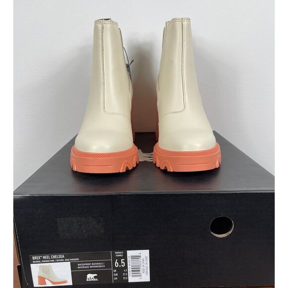 New Sorel Brex Heeled Chelsea Booties in Natural/Paradox Pink Women's 6.5 - Picture 2 of 6